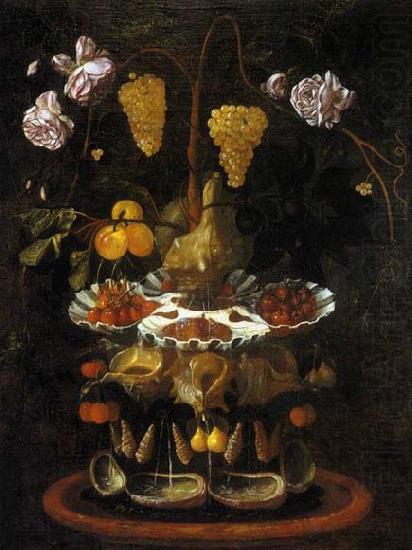 Still-Life with a Shell Fountain, Fruit and Flowers, Juan de Espinosa